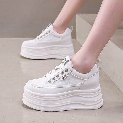 厚底小白鞋女2025新款春季小个子内增高10cm休闲运动板鞋松糕鞋子