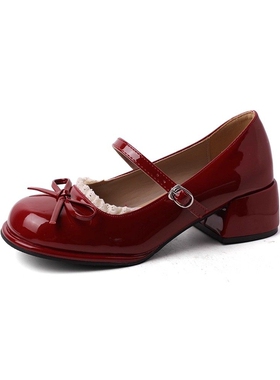 日本offcat2025新款法式复古浅色小皮鞋女外穿百搭蝴蝶结单鞋