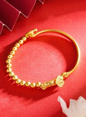 香港雪禧如意串珠金包银手链女时尚轻奢高级感半镯半链百搭送礼物
