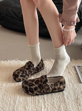 日本offcat2025新款复古皮带扣勃肯鞋女厚底增高保暖棉鞋外穿拖鞋