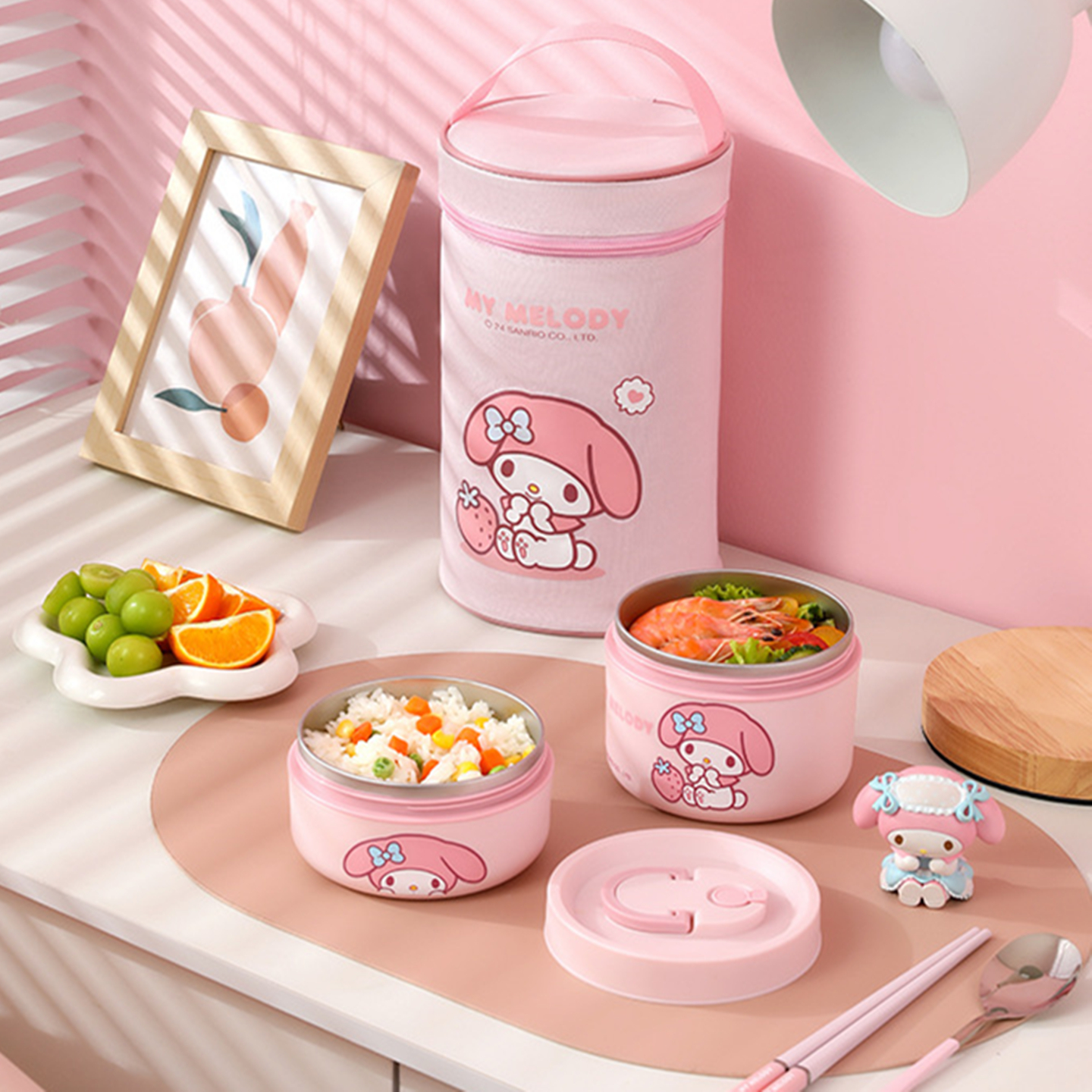 美乐蒂带饭大容量不锈钢保温饭盒