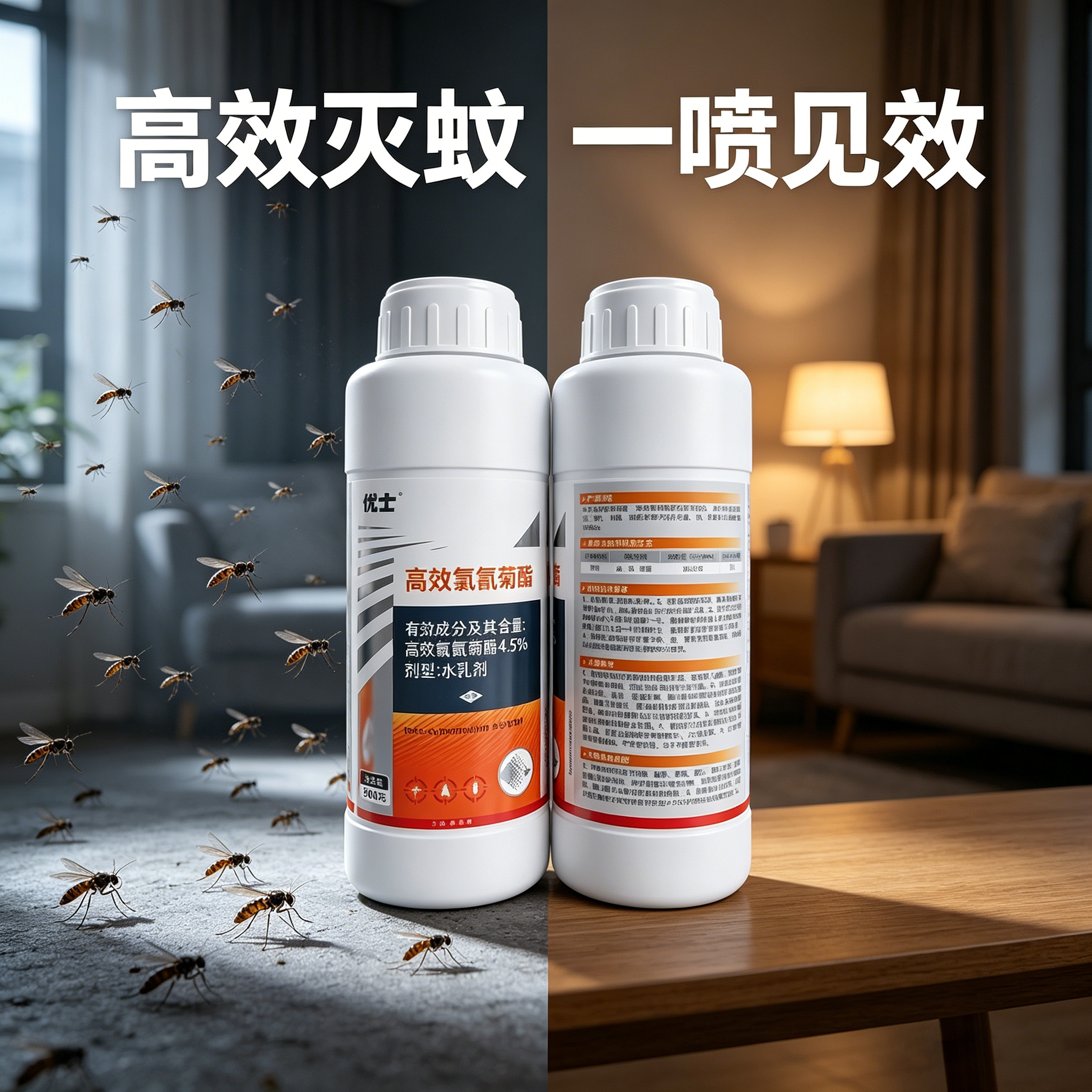 优士高效氯氰菊酯4.5%灭蚊子药大面积户外庭院除苍蝇药喷雾杀虫剂