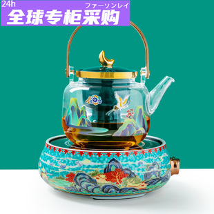 日本购国潮山水电陶炉家用耐高温煮茶器玻璃烧水壶蒸茶煮茶支持一