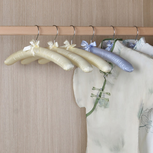 高档布艺衣架家用防变形无痕海绵衣架加长挂旗袍真丝女士专用挂架