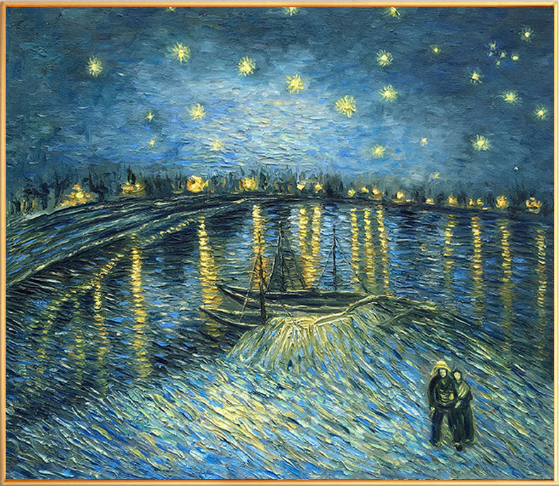 纯手绘油画梵高星空艺术风景挂画美式现代简约客厅卧室装饰画无框