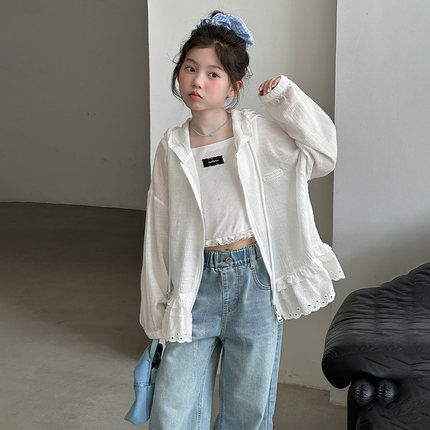 女童夏装防晒衣2026新款儿童洋气女孩夏季连帽甜美防晒服外套薄款