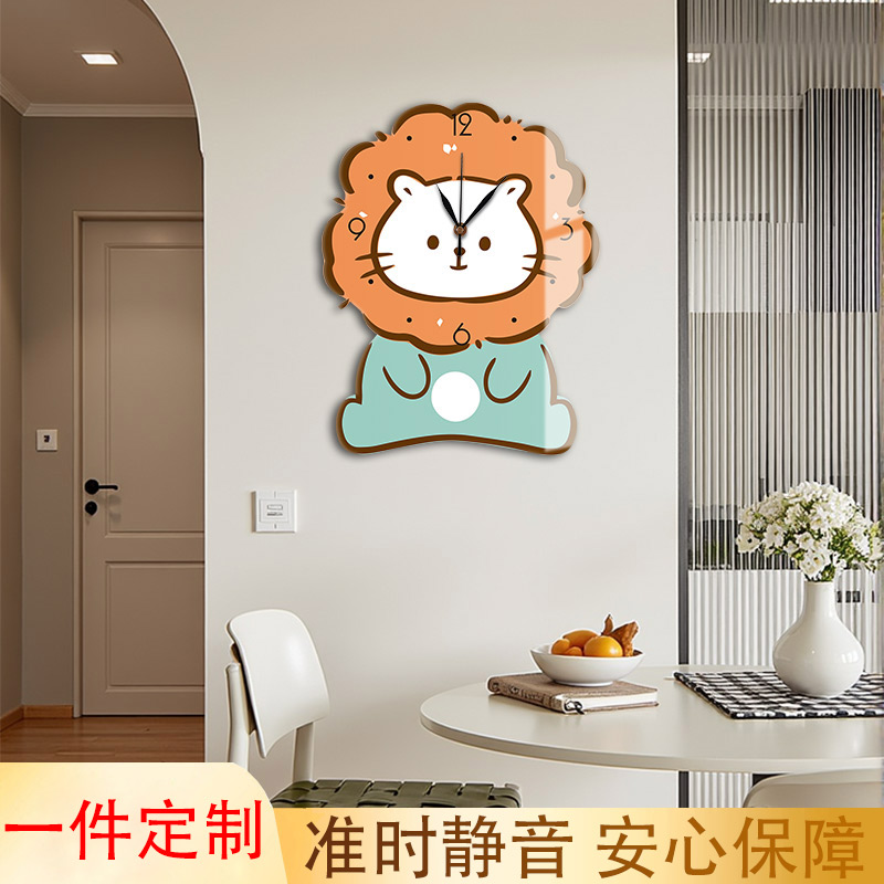 家庭客厅玄关家用2025奶油风装饰小众订制床头画钟表创意时钟挂钟图片