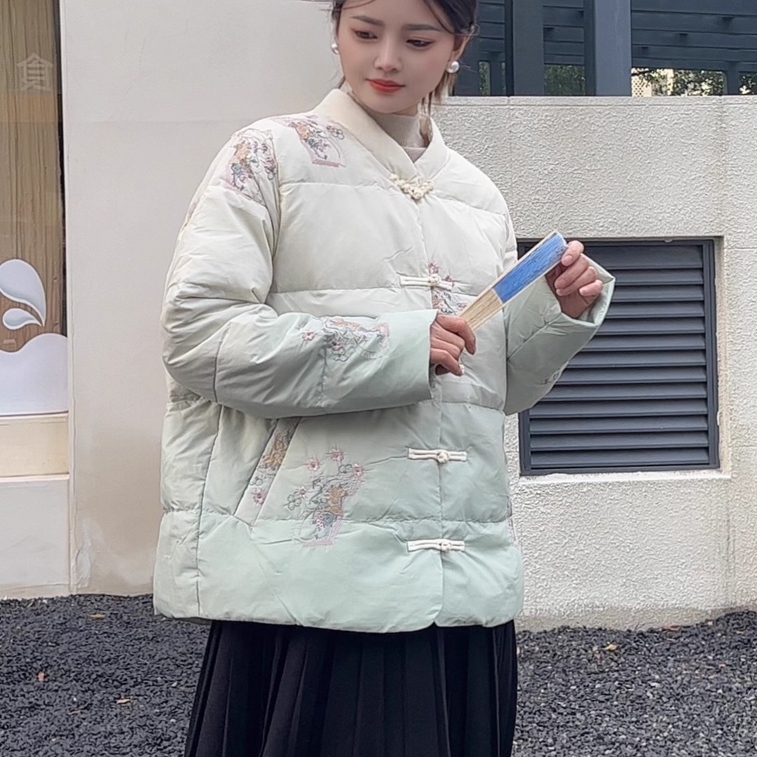 冬季新款羽绒服白鸭绒新中式外套