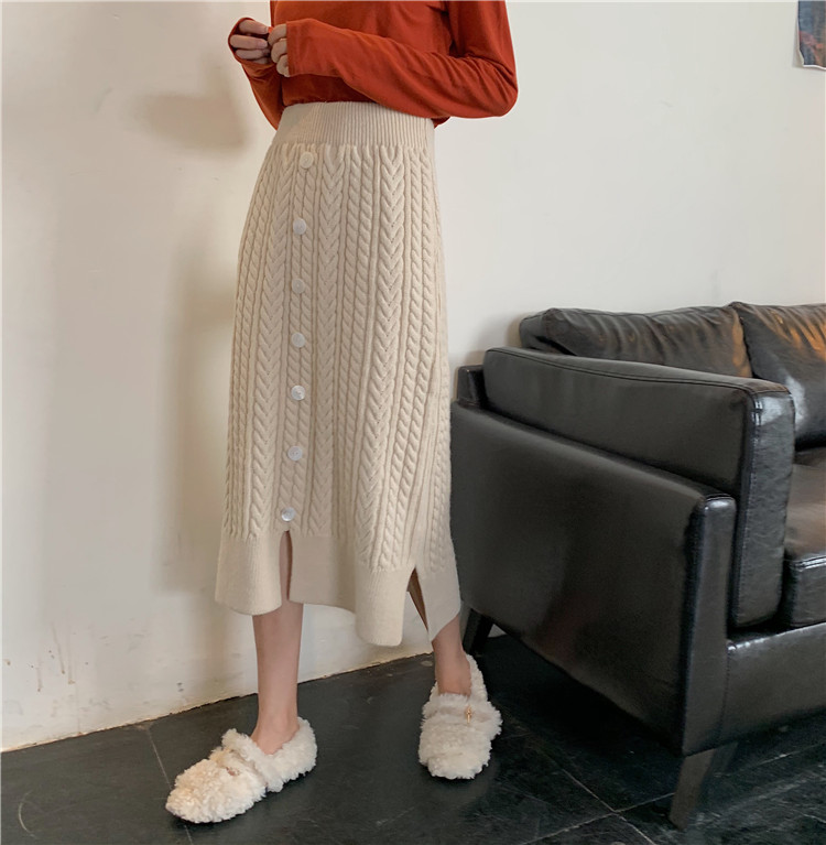 Real price ~ loose and versatile high waist twist knitted skirt