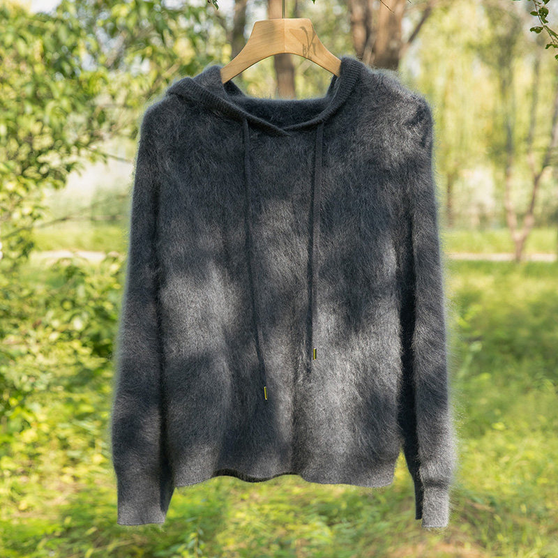 慵懒风连帽山羊绒衫女长袖套头抽绳加厚保暖毛衣宽松百搭,女装/女士精品,羊绒衫,淘宝优惠券,粉丝福利购,淘宝优惠卷