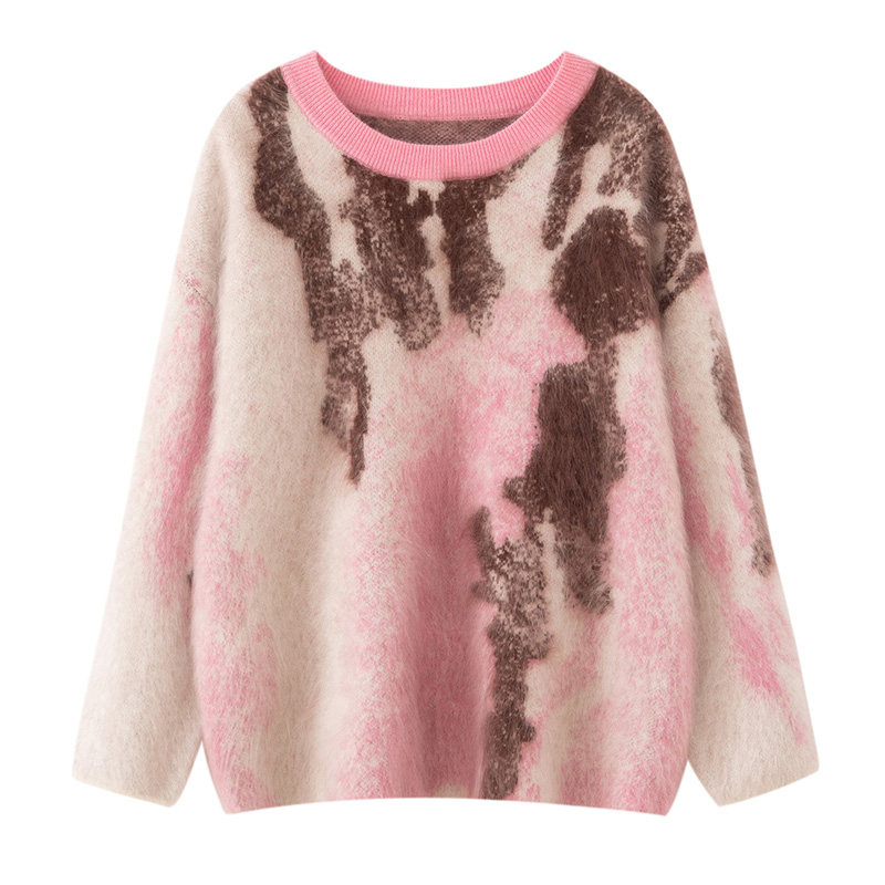 温柔慵懒风山羊绒衫女圆领加厚宽松提花拉绒毛衣针织衫,女装/女士精品,羊绒衫,淘宝优惠券,粉丝福利购,淘宝优惠卷