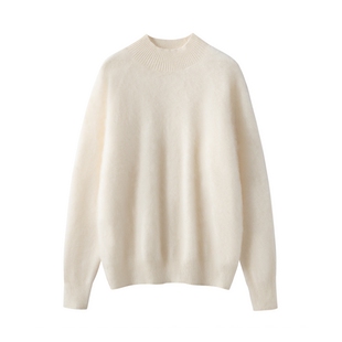 山羊绒衫女插肩半高领套头拉绒毛衣宽松百搭保暖针织衫