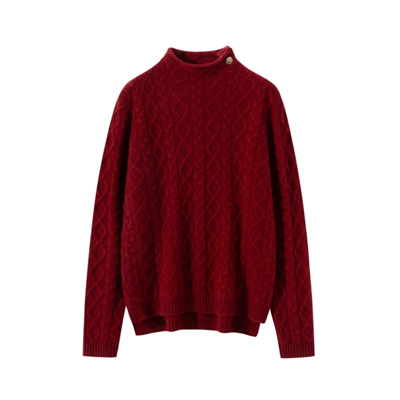 山羊绒衫女前短后长半高领扭花套头针织衫加厚毛衣套头 百搭,女装/女士精品,羊绒衫,淘宝优惠券,粉丝福利购,淘宝优惠卷