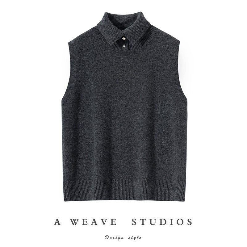 学院风POLO领山羊绒马甲女无袖针织背心通勤百搭显瘦,女装/女士精品,羊绒衫,淘宝优惠券,粉丝福利购,淘宝优惠卷