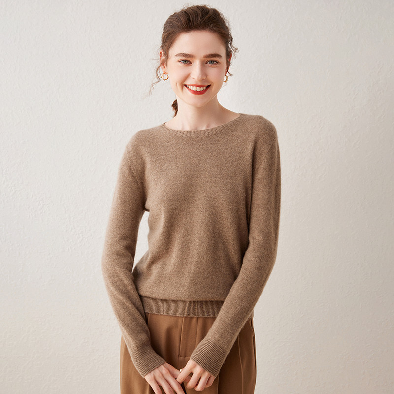 极简风一线平面圆领羊绒衫女长袖套头针织打底衫百搭毛衣内搭,女装/女士精品,羊绒衫,淘宝优惠券,粉丝福利购,淘宝优惠卷