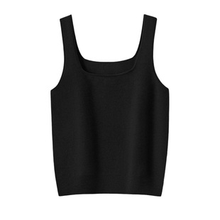 山羊绒高腰吊带背心女小方领修身内搭针织上衣百搭