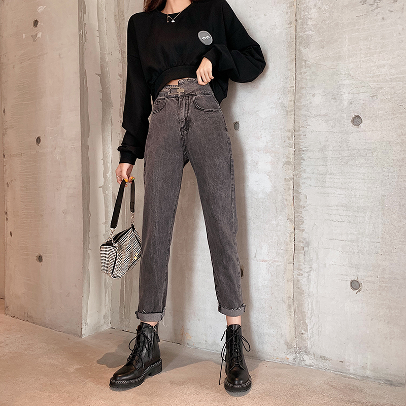 Real price! Versatile and easy to match high waisted washed jeans