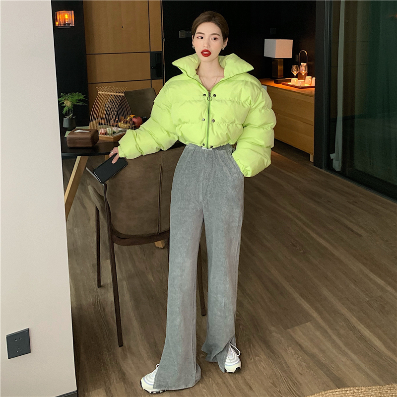 Real price! Foreign style high collar shows thin temperament cotton padded clothes + sagging split casual mops