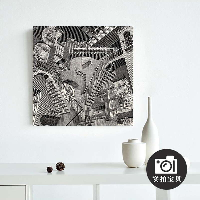 埃舍尔《相对性》视错觉画无框画