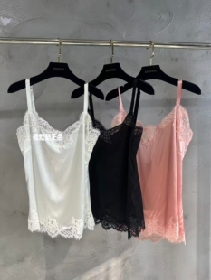 微默契正品K牌KIYUGINA蕾丝拼接人丝面料吊带背心7681