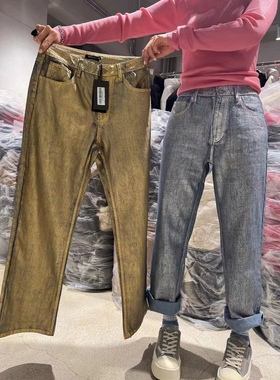 微默契正品K牌KIYUGINA爆款烫金银牛仔裤 断码福利款