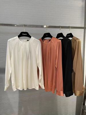 微默契正品K牌KIYUGINA真丝褶皱设计衬衣上衣25321