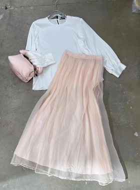 微默契正品K牌KIYUGINA双层松紧腰纱裙半身裙