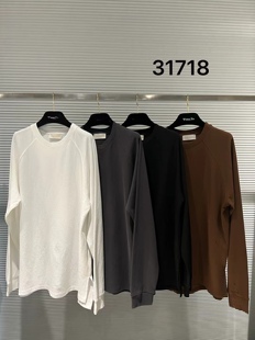 微默契正品JEANSWANG下开衩袖收口宽松长袖T恤31718