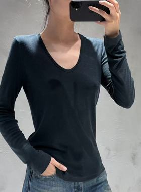 微默契正品JEANSWANG软糯面料基础U领长袖T恤67055