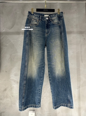 微默契正品JEANSWANG做旧复古色宽松休闲裤牛仔裤55017