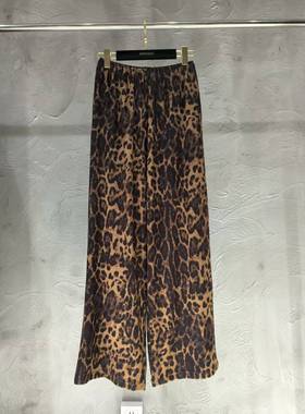 微默契正品K牌KIYUGINA松紧腰豹纹舒适阔腿裤休闲裤6450