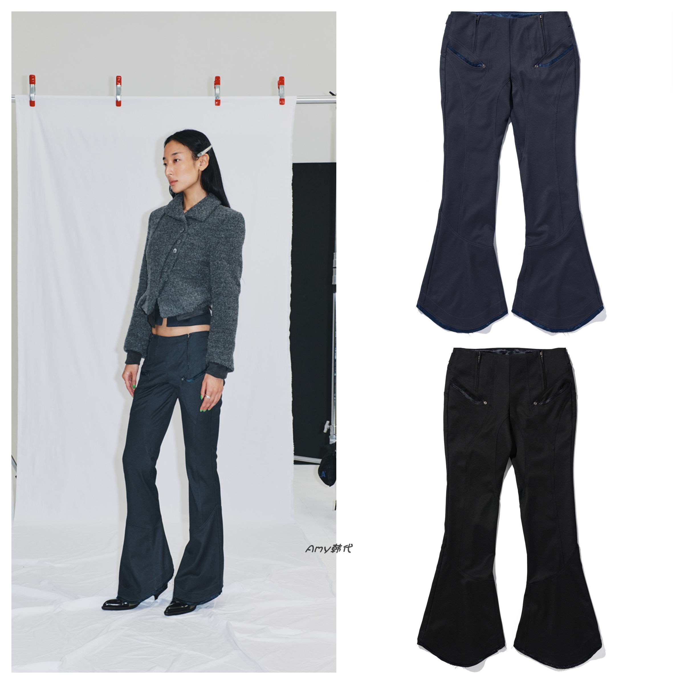 25秋冬设计师品牌 mschf CONTOUR WEAVE PANTS低腰喇叭裤休闲裤