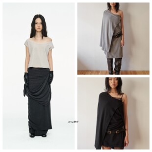 Amy韩国设计师品牌cerric 25冬Drape Long Skirt时尚长裙裹身裙