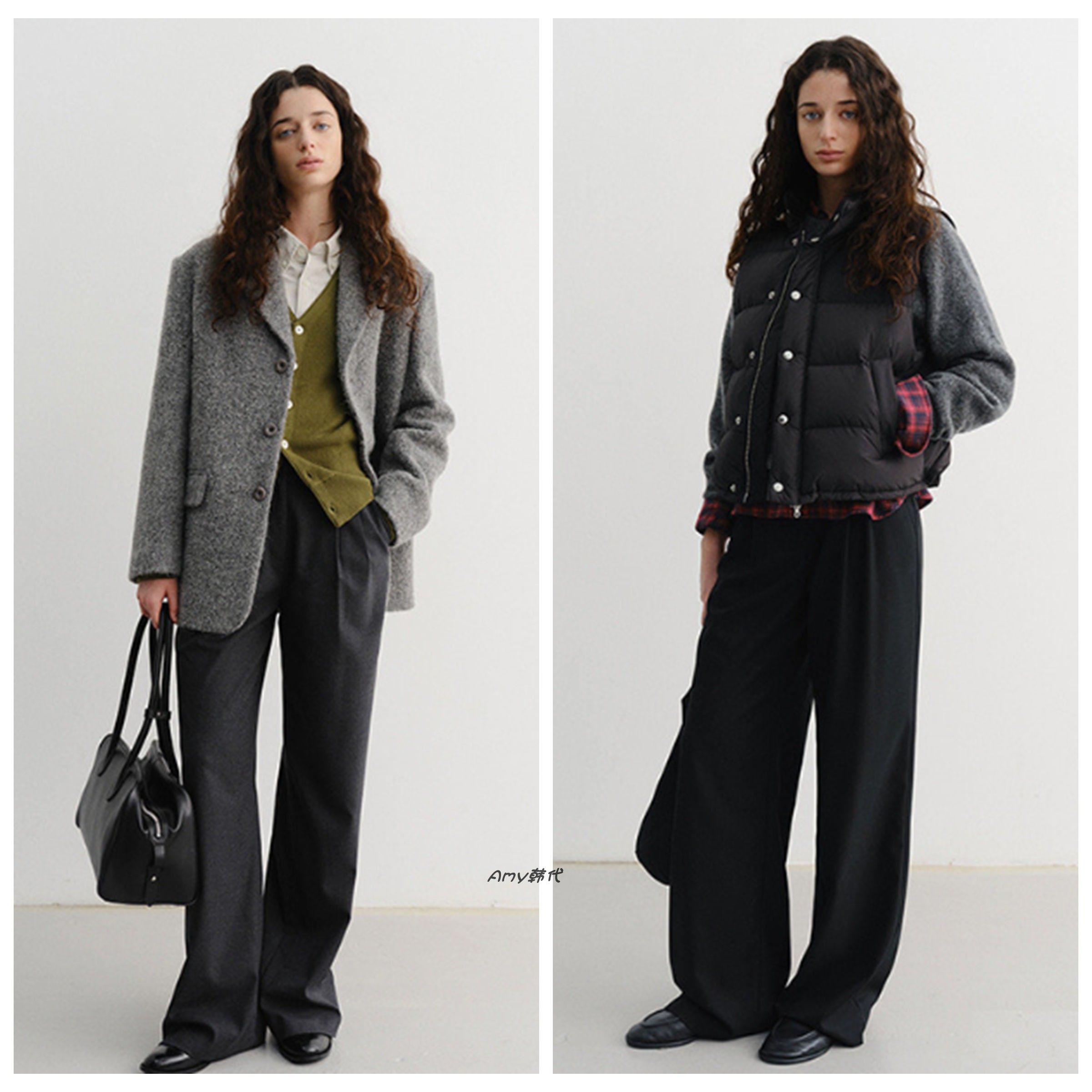 Amy韩国直邮25秋冬DUNST DOUBLE PLEATED 百搭皱褶西装休闲裤