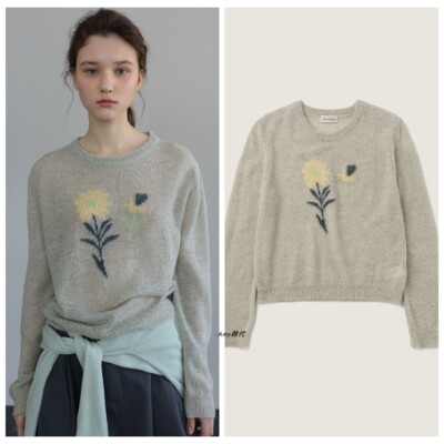 SIENNE韩国代购26春款Daisy Flower Knit 雏菊花朵针织衫