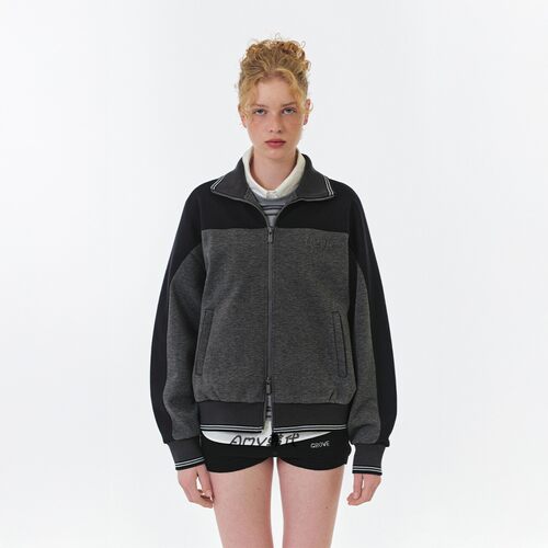 Amy韩国代购GROVE 25FW 拼色拉链夹克外套ROMI TRACK JUMPER