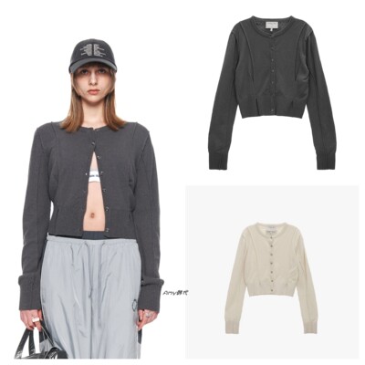 限时折！ Amy韩国代购Matin Kim PINTUCK POINT KNIT短款针织开衫