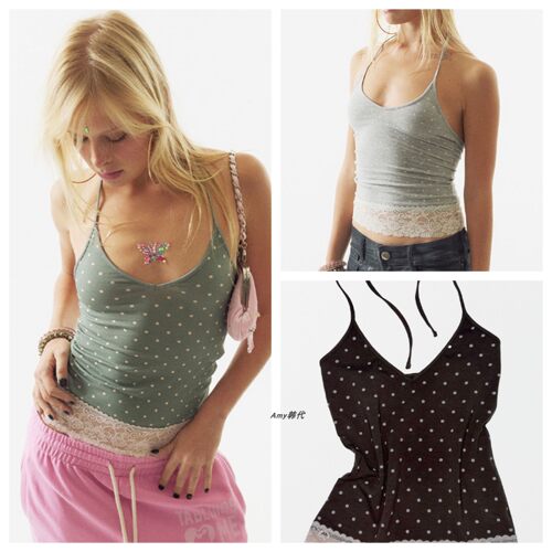 特价韩国代购SCULPTOR26夏圆点蕾丝吊带衫Dot Lace Halter Top