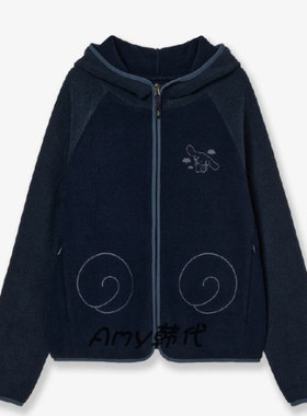 Amy韩国直邮25秋冬aeae 玉桂狗联名款摇粒绒拉链连帽衫外套