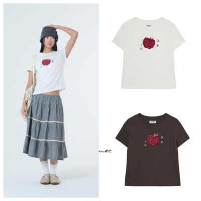 Amy韩国代购aeae 26夏圆领短袖T恤RINGO TEE