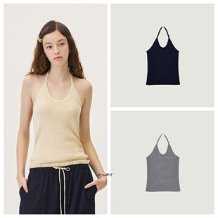 Amy韩国代购GROVE 26春款DAZE HALTER TOP露背挂脖针织吊带3色