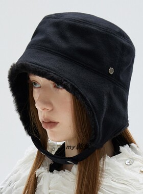 韩国代购 26秋冬Brown hat Short Brim Fur Ear Flap保暖护耳帽子