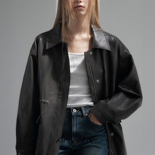 Amy韩国代购Lotsyou 25秋Colin Leather Jacket皮夹克外套2色