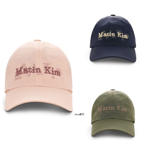 折扣韩国代购Matin Kim OVERLAY LOGO BALL CAP尼龙刺绣棒球帽
