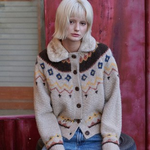 Collar毛领毛衣针织开衫 Amy韩国直邮greenbutter Fur Way 2色