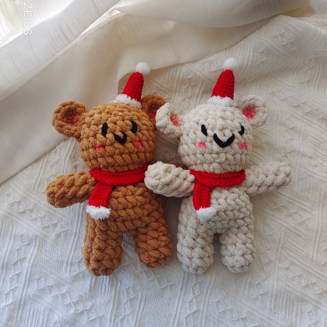 圣诞冰条毛线可爱小熊钩织成品圣诞节装饰玩偶平安夜礼物玩具熊