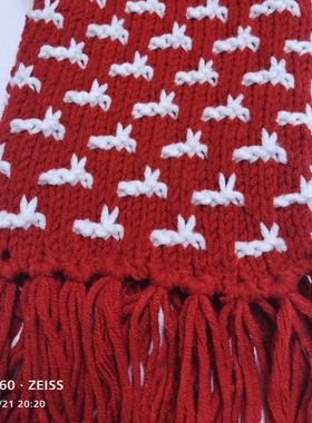 纯手工编织小兔子围巾成品毛线编织红色送男女朋友闺蜜圣诞礼物