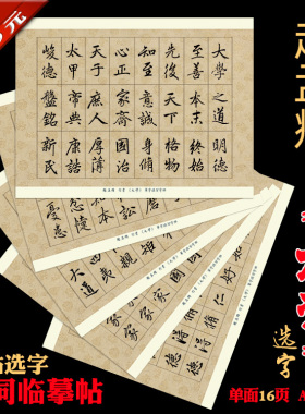 赵孟頫行书大学书法a4单字练习