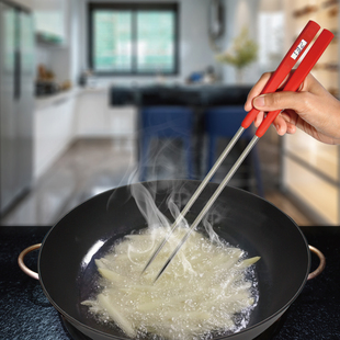 家用加长筷子温度计304不锈钢筷子抗菌防霉油炸筷子耐高温筷子