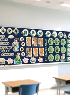 开学教室后黑板报装饰海报环创墙贴画班级文化中小学幼儿园新学期